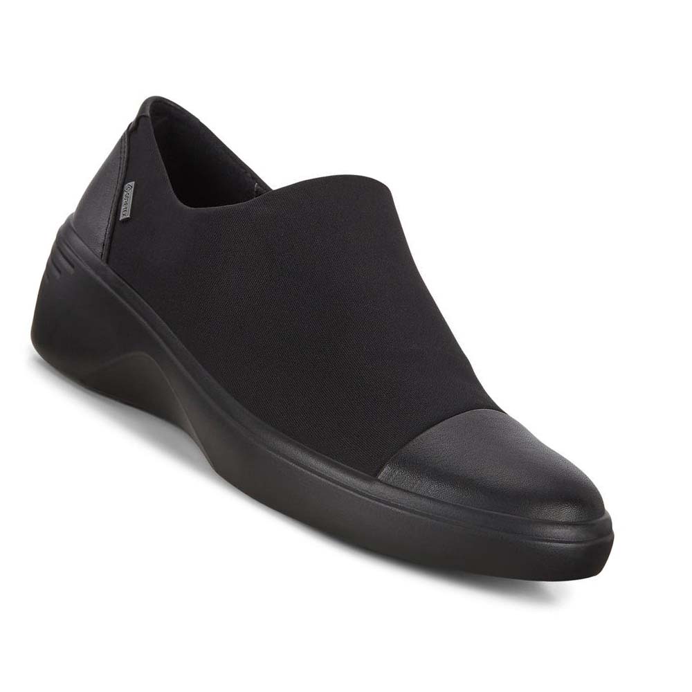 Dámské Boty Casual Ecco Soft 7 Klínku Gtx Slip On Černé | CZ 81PJJ